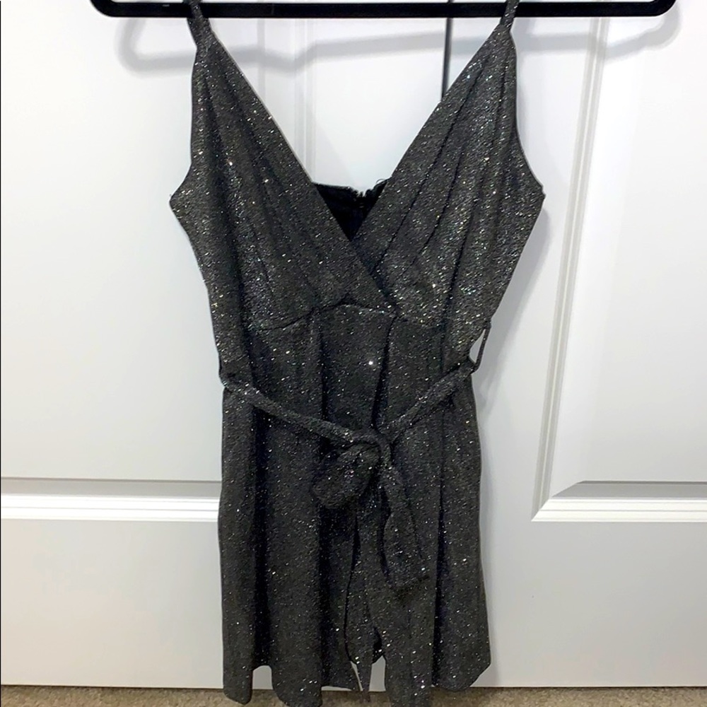 silver glitter romper